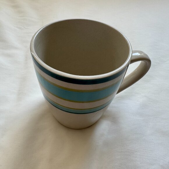 EUC Royal Norfolk Coffee Mug - Stoneware, Gray Cream with Blue & Green Stripes - Picture 4 of 8
